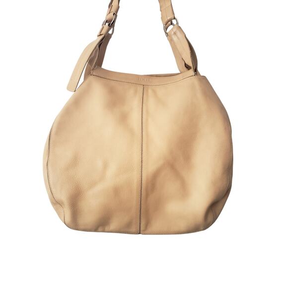 Tod's Leather Hobo Tote Handbag Shoulder Bag Purse Beige/Tan Large - Picture 2 of 10